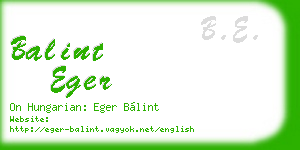 balint eger business card